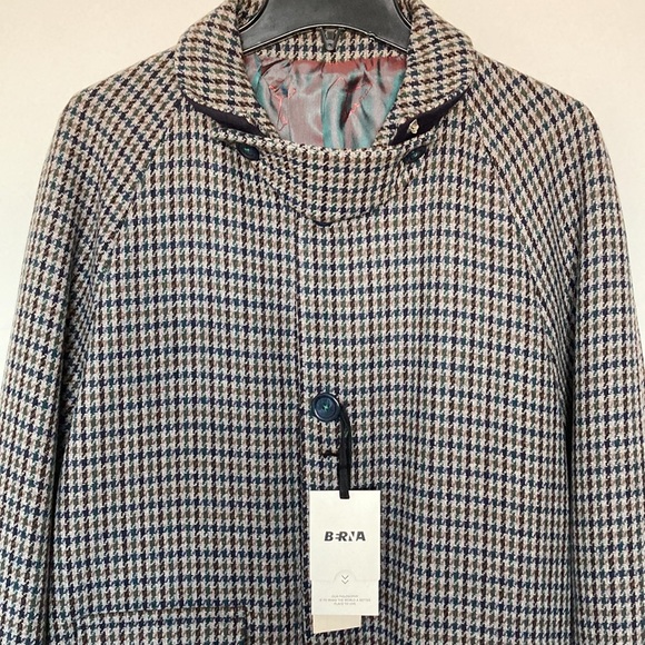 Berna Men’s Grey Houndstooth Coat, Size 48(US 38), New With Tag - Picture 3 of 10